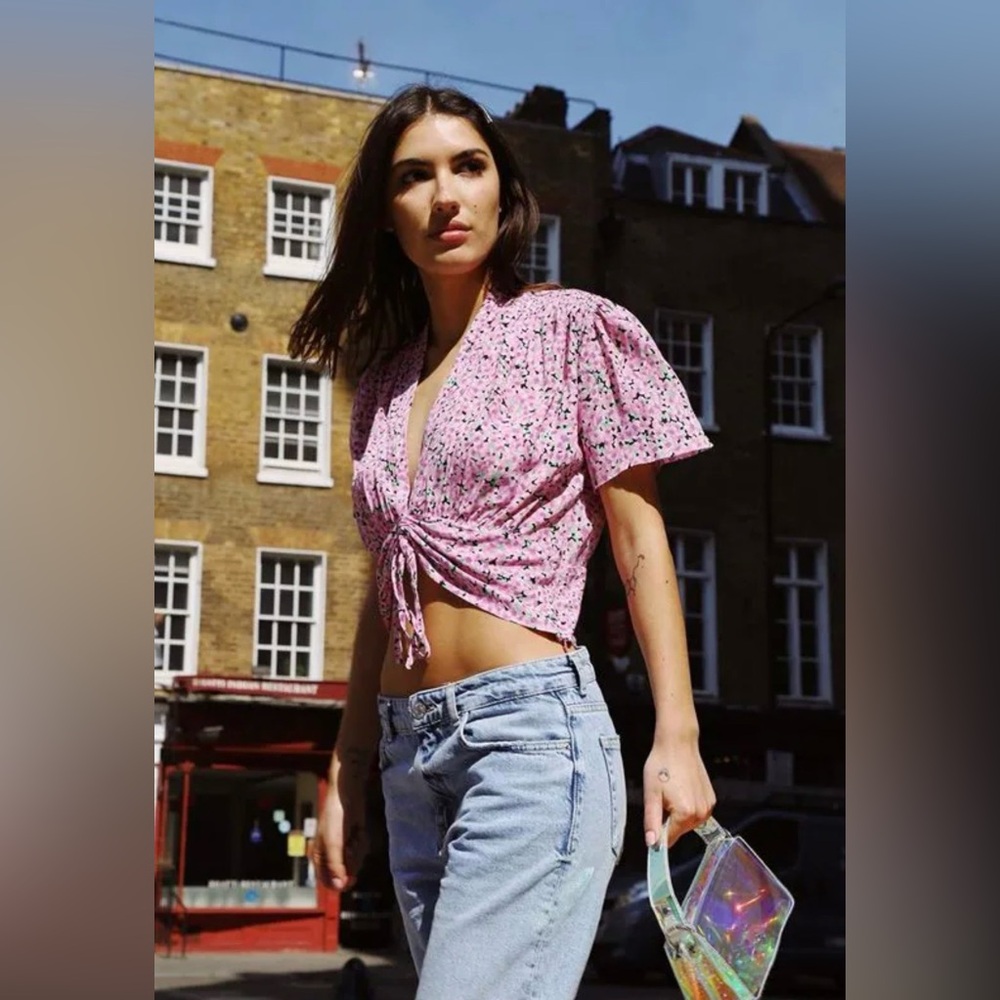 Zara Pink Floral Crop Top
